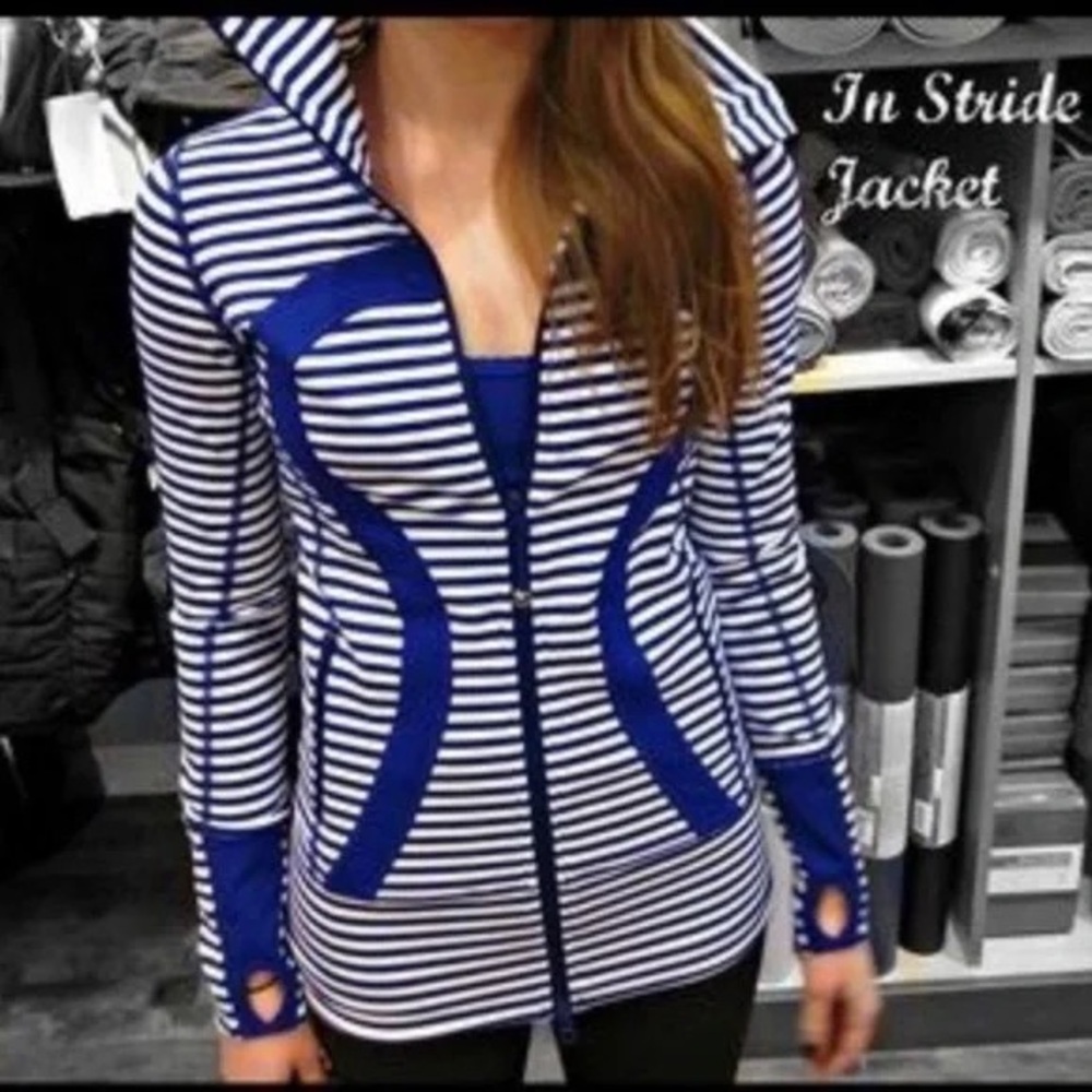 Lululemon In Stride Jacket Pigment Blue Stripe
